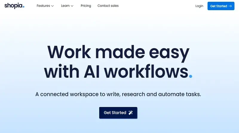 Shopia AI: Ruang kerja yang terhubung untuk menulis dan SEO