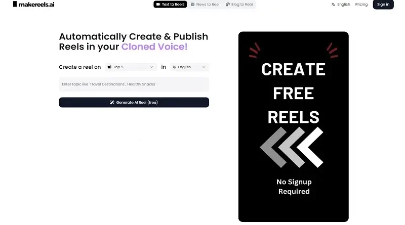 MakeReels.ai: Создавайте и публикуйте ролики автоматически